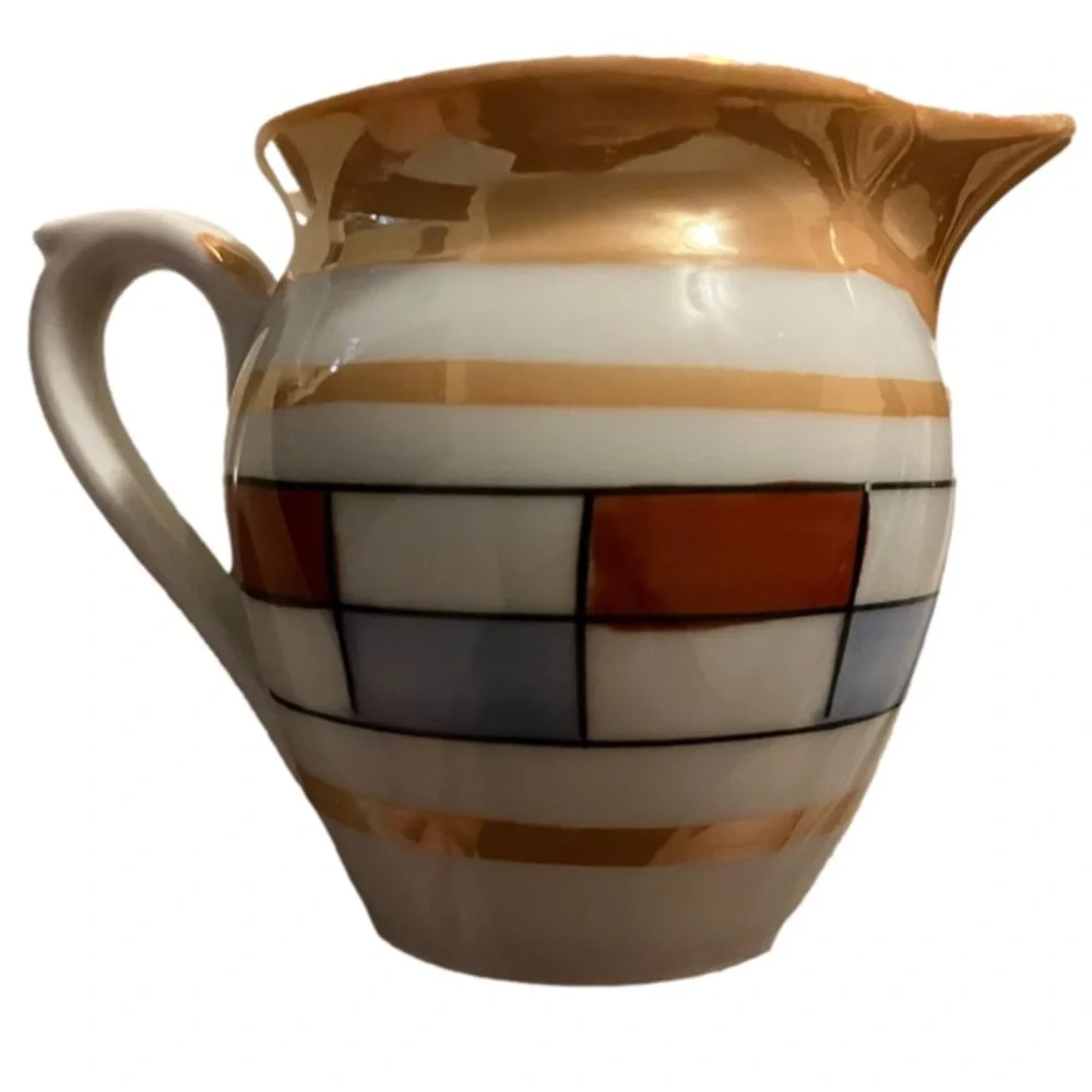 Red , blue, white , Czech union republic pottery.